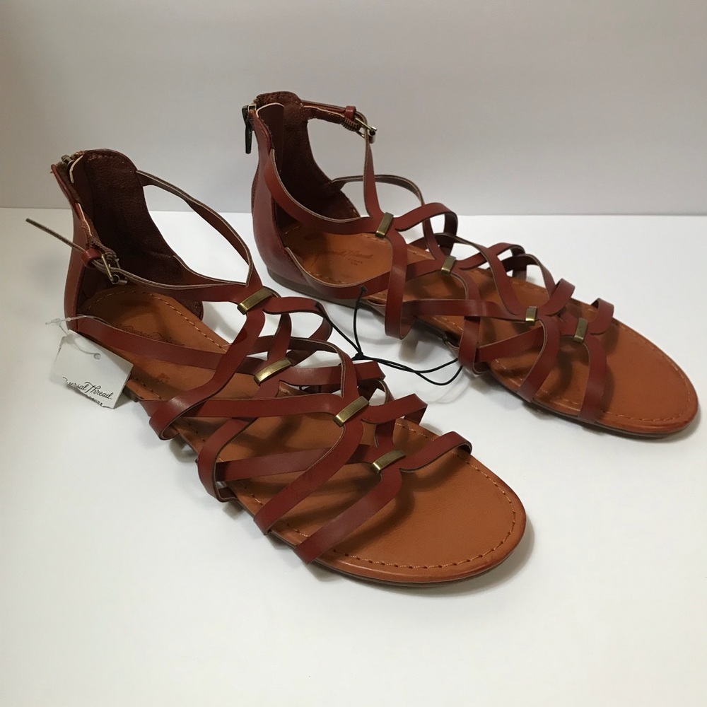 Brown Leather Strappy Gladiator Sandals Cognac. 10 - Picture 5 of 7